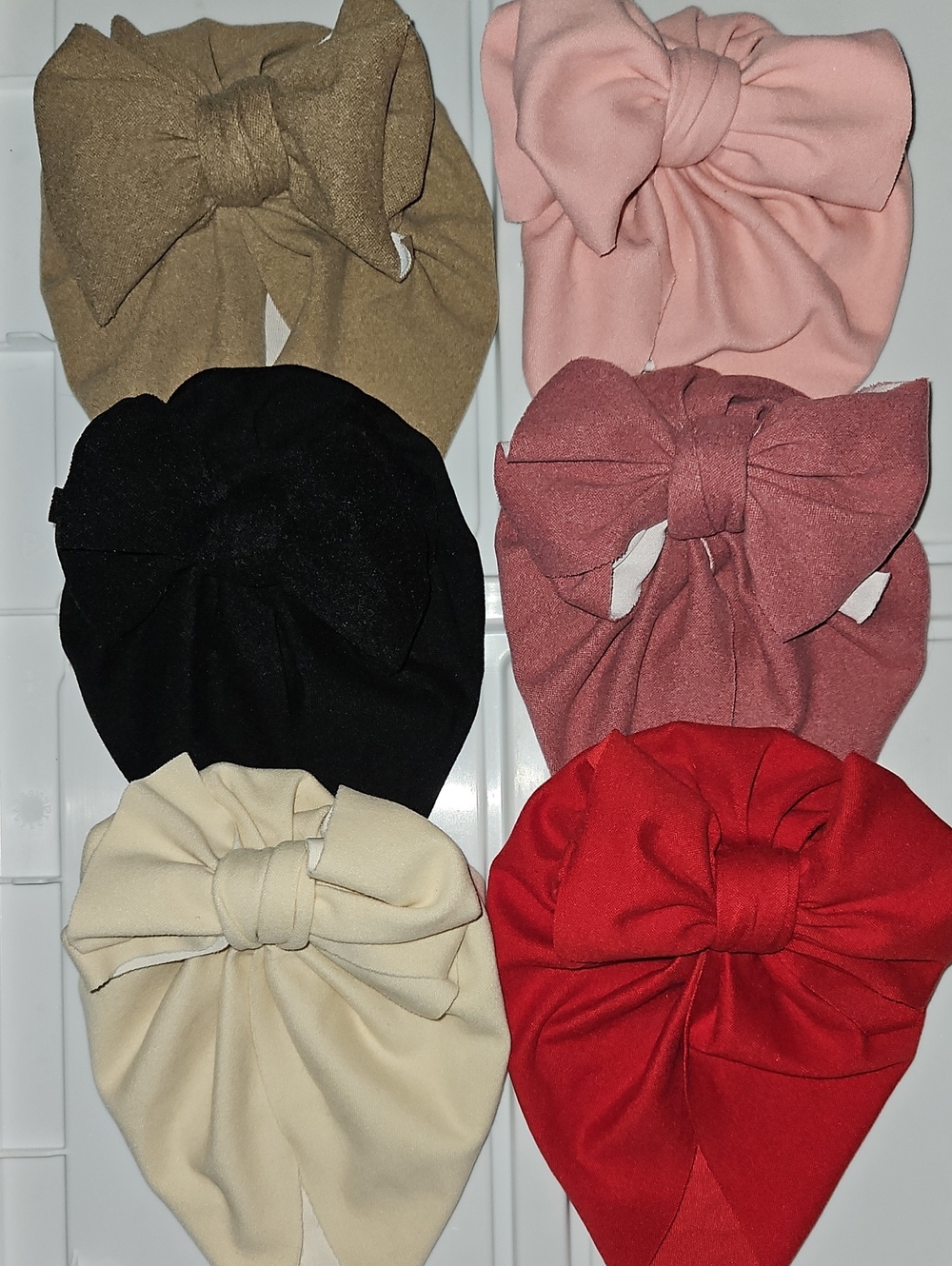 Bow Knot Headwrap Set - Red, Black, Cream, Pink, Tan, Mauve
